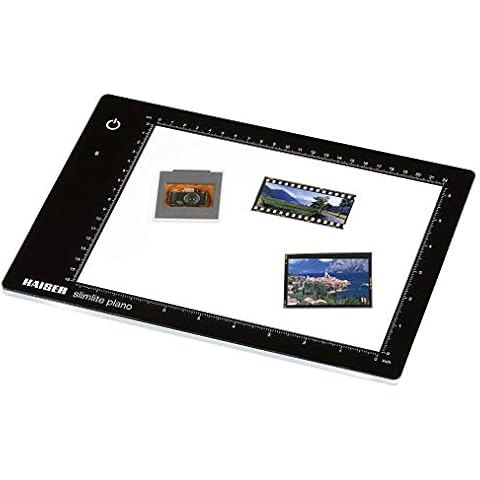 Kaiser Fototechnik 2453 LED Light Plate"Slimlite Plano", 5000 K, Dimmable, Mains and Battery Operated, Light Surface 22 x 16 cm, Black Cover