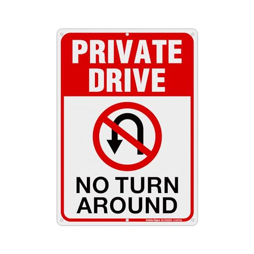 Private Drive Sign No Turn Around Sign Driveway Signs No Turnaround 14x10 In Reflective Rustfree Aluminum Weather/Fade Resistant Easy Mounting Indoor/Outdoor Use