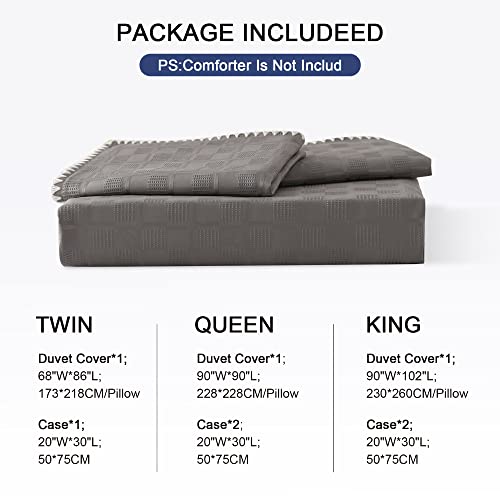 Enjohos Twin Size Grey Duvet Cover Set With Texture, Waffle Duvet Cover Woven From Smooth Silk Threads, 3 Pieces Soft Microfiber Bedding Duvet Cover Sets For All Seasons #TOP5