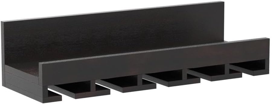 KIAYACI Wall-Mounted Wood Wine Rack 7 Bottles Wine Storage Rack 5 Long Stem Glass Holder Floating Wine Rack Brown 24 x 7.4 x 6 inches