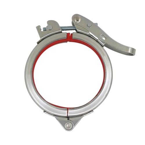 Collier de serrage rapide fer galvanisé pour tuyaux d'echappement les tonneaux cerclage fût conduit vmc avec joint en caoutchouc autobloquant réglable tube rond plomberie ajustable (ID 200mm)