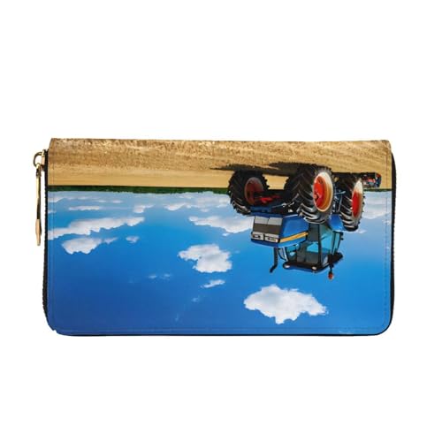 Fantasy Farm Tractor Long Leather Wallet,Large Capacity Soft Pu Leather Purse For Women With Multiple Card Slots Phone Pocket And Zipper Coin Purse Stylish Phone Card Holder Clutch2