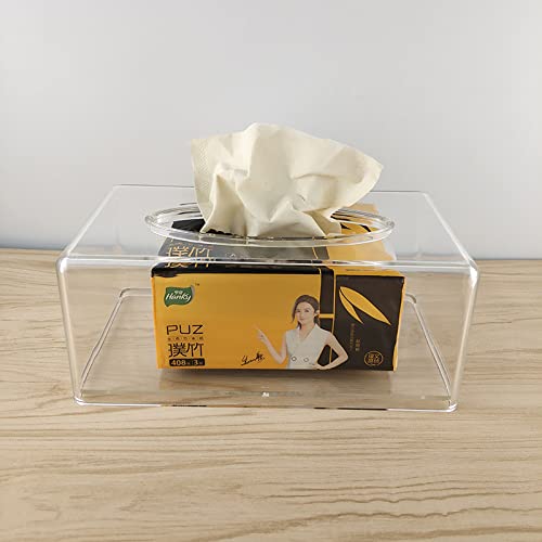 Facial Tissue Box Cover Holder- Rectangle Organizer For Bathroom Vanity, Countertops, Tables, Clear Acrylic #TOP4