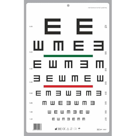 Cosmid Illiterate Landolt "E" Eye Chart with Red/Green Lines (20 Feet) Cover