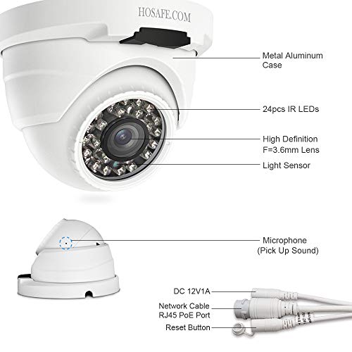 POE Camera, Hosafe Outdoor Security Camera, Recording Video and Audio, Motion Detection, 1080P IP Camerea Night Vision, Waterproof Camera Surveillance Exterieur, Working with NVR, PC and Phone by HOSAFE.COM - Used condition - Image 4