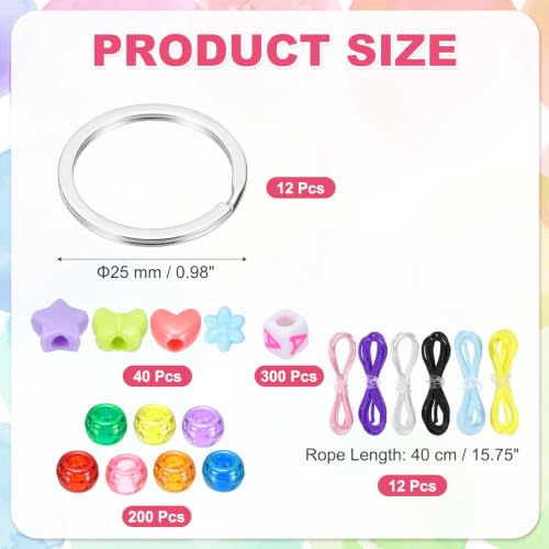 YELARXI Bead Keychain Making Kit, DIY Beadable Keychain Bars Making Alphabet Letter Key Rings Craft Set Heart Shaped Keyring Mixed Color/Butterfly & 564 Pcs -for(Charm/Gifts/Party Favor) - Image 2