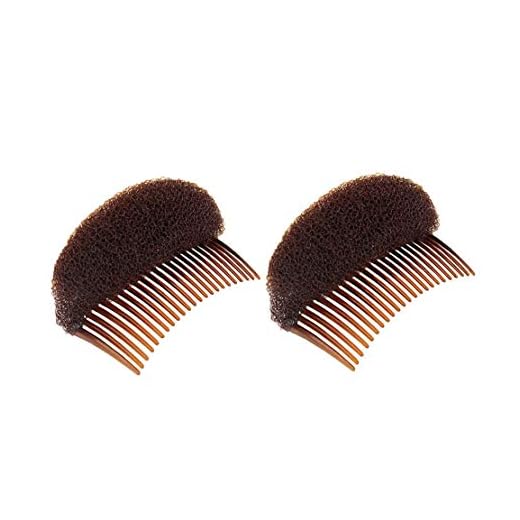 2PCS Brown Charming BUMP IT UP Volume Inserts Do Beehive Hair Styler Shaper Insert Tool Hair Comb Bouffant Padding Bun Maker Hair Styling Hair Accessories DIY Hair Beauty Tool for Women Lady Girl