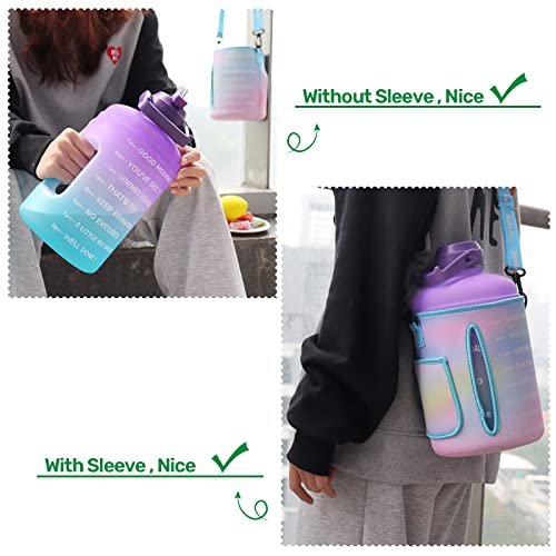 Image of QuiFit 1 Gallon Water Bottle - with Straw & Motivational Time Marker Leak-Proof BPA Free Reusable Gym Sports Outdoor Large(128OZ /73OZ) Capacity Water Jug