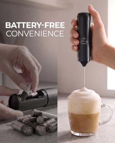 Image of Zulay Kitchen Rechargeable Milk Frother Handheld - Triple Coil Whisk, Electric Coffee Frother, Portable Hand Frother Wand, Drink Mixer for Matcha, Lattes & Cappuccinos, Kitchen Gifts - Black