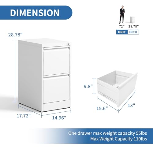 Image of 2 Drawer File Cabinet with Lock,Metal File Cabinet for Home Office