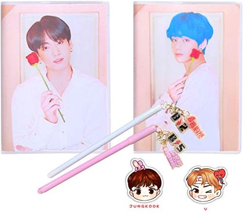 eKoi Kpop BTS Bangtan Boys Merchandise Notebook Memo Book Lined Pages Gel Pen for Diary Journal School Student Writing Stationery Supplies (MAP of The Soul Persona Series – V & Jung Kook)