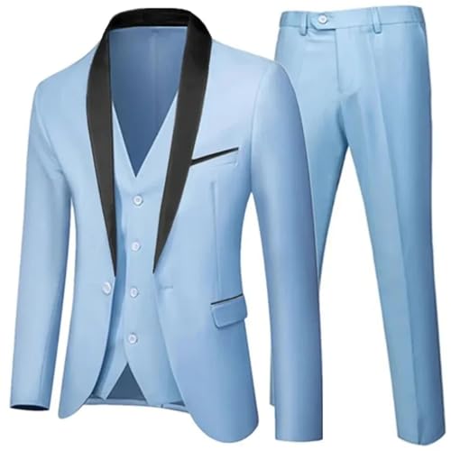 Men's Slim Fit 3-Piece Tuxedo Set - Carved Detailing Prom Suit for Weddings & Parties4