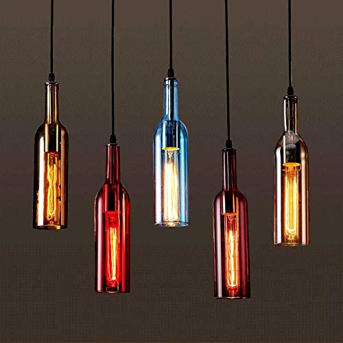 Lustre bouteille de vin marron avec hauteur reglable E27 Edison - 3