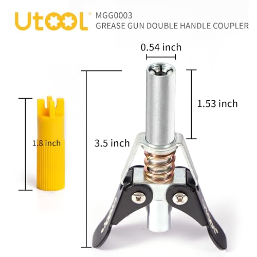 UTOOL Grease Gun Accessory Kit | 2PCS Double Handle Coupler with Zerk Fitting Cleaner, 1/8 NPT Threads, Easy to Lock Zerk Fittings and Quick Release, Max Working Pressure 10000 PSI by UTOOL - Image 2