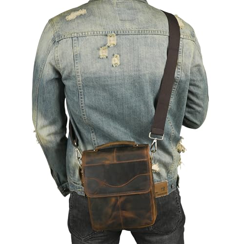 Canvas + Genuine Leather Travel A4 Tote Satchel Messenger Cross-body One Shoulder Bag For Men Male FB1443