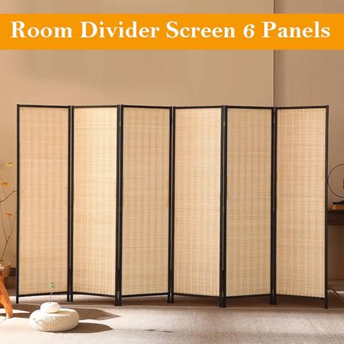 Paravent japonais Shoji – Paravent de séparation à 6 panneaux autonomes et pliables pour la maison, le bureau, cloison décorative 180 x 300 cm
