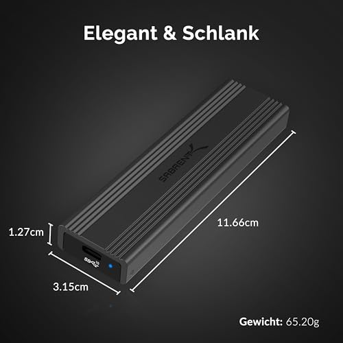 SABRENT NVMe Gehäuse und m2 SATA SSD Adapter (M-Key, M+B Key) USB C 3.2X2 10Gbps Kühlkörper Design (EC-SNVE) – Ansicht 6