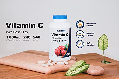 Nutricost NCVITCRHCAPS Vitamin C With Rose Hips 1025Mg, 240 Capsules - Vitamin C 1,000Mg, Rose Hips 25Mg, Premium, Non-Gmo, Gluten Free Supplement thumb #2