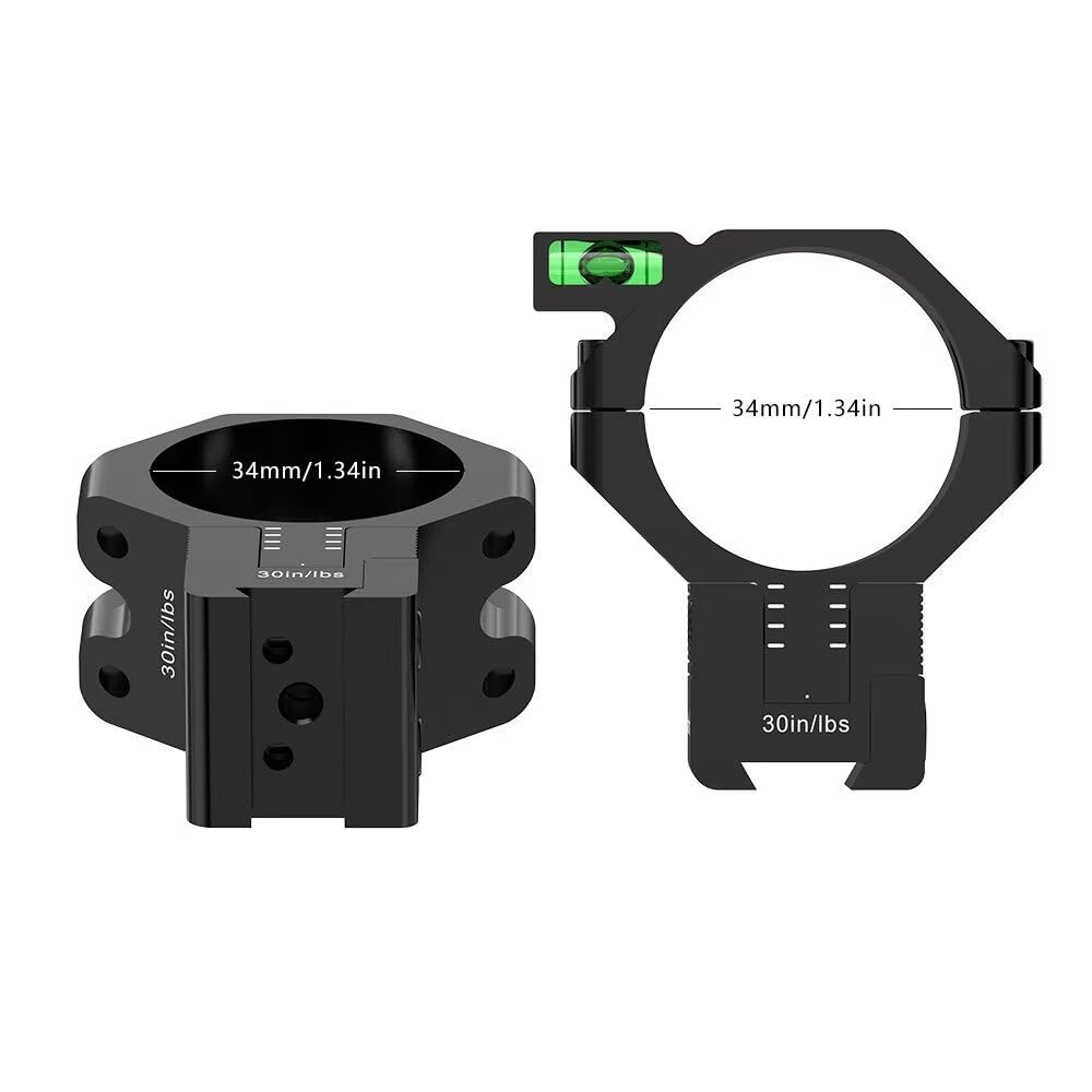 WestHunter Optics – Anneaux de précision à queue d'aronde de 11 mm avec réglage de 120 MOA, tube de 2,5 cm 30 mm 34 mm réglable en hauteur avec niveau à bulle