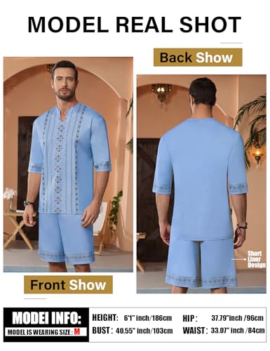 OYOZONE Men's 2 Piece Hawaiian Outfits Beach Tracksuits Pattern Hippie Holiday Beach T-Shirts Shorts Outfits with Pockets mens two piece outfits sets two piece short set ropa de verano para hombre — view 2