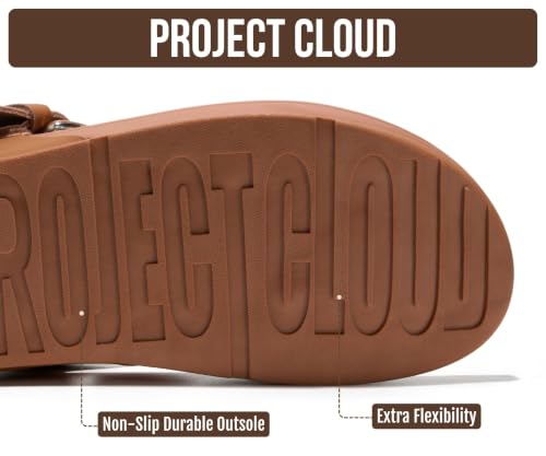 Image of Project Cloud Genuine Leather Women's Sandals - Thong Flip Flops with Plush Soft Insole, Arch Support & Non Slip Outsole - Comfortable Beach & Summer Slides