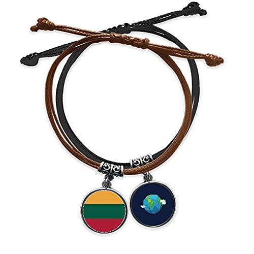 Pulsera de Lituania con bandera nacional de cuero ajustable