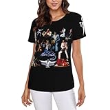 Pre*sley Singer Madame T-Shirt Chemise pour Madame Rond en Coton T Shirt Manche Courte Tops Logo Graphic Tees