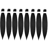 Pre-stretched Braiding Hair Easy Braid Professional Itch Free Synthetic Fiber Corchet Braids Yaki Texture Hair Extensions Braid Hair 8 packs (22'', 1B#)