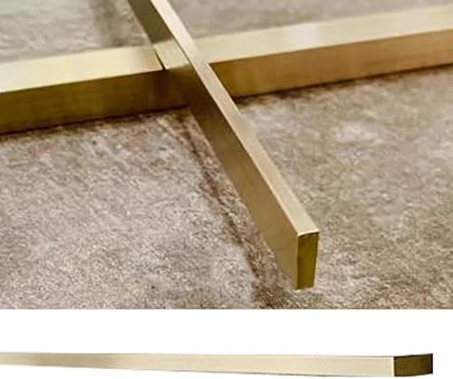 Floor Transition Strip Brushed Brass - Solid Metal Threshold Edge Strip for Doorway, Gap Bar for Tile/Wood, Rectangle Seam Ramp for Hardwood (5x5mm)