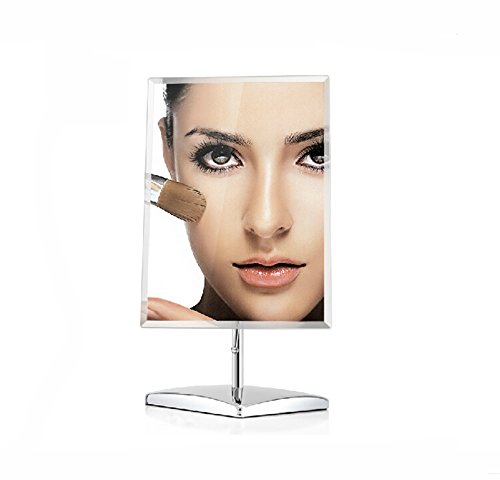 Mecora Tabletop Clear Square Mirror 360 Degree Swivel Vanity Mirror Chrome Finish Mm39601