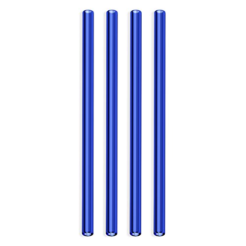 Pitillos de vidrio reutilizables 22.86 cm azul 4 unidades miniatura 3