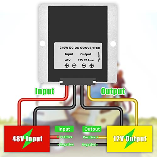 BIRITALO DC 36V 48V Step Down to 12V 20A 240W IP65 Converter Waterproof DC Voltage Converter Reducer Transformer Module,Input Voltage 30-60V Regulator for Golf Club Car Truck Vehicle Strip Light - Thumbnail 6