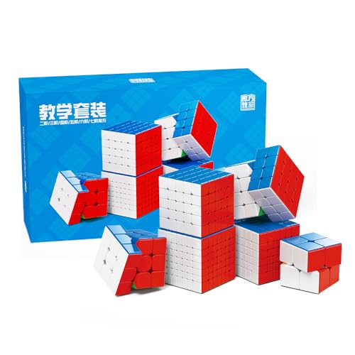 MoYu MFJS WCA Coffret Cadeau de Cubes Magiques 2x2, 3x3, 4x4, 5x5, 6x6, 7x7 - Collection Bundle Speed sans Autocollants MOFANGJIAOSHI (MFJS WCA 234567 Cubes)