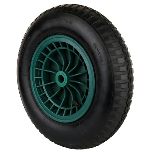 Rueda neumática 350 x 8 mm para carretillas de obra, carros chinos, agrícolas, ganaderos y de invernadero - Llanta ABS de eje 20mm. - Rodamientos de aguja (1)