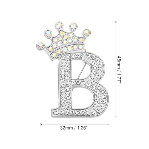 Image of PATIKIL Letter Brooch Pins, Crown Initial Rhinestone Alphabet Letter Lapel Badges Pin for Women Suits