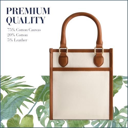 Image of Tommy Bahama Women's Tote Bag, North South Canvas Travel Purse Handbag with Adjustable Shoulder Strap and Leather Trim, Natural