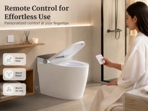 Inodoro inteligente Garvee con bidé integrado, descarga automática con tanque | Asiento calefactado, secador de aire, múltiples modos de limpieza, sensor de pie y control remoto miniatura 4