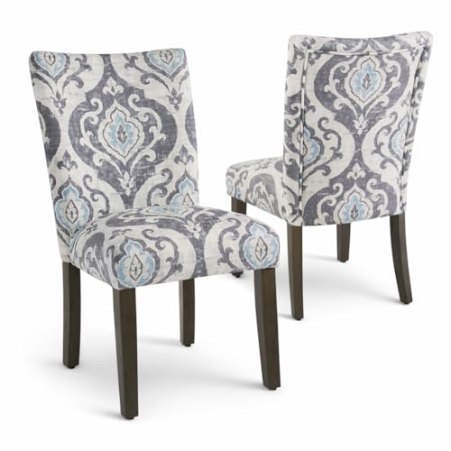 Image of HomePop Parsons Classic Upholstered Accent Dining Chair, Set of 2, Suri Blue