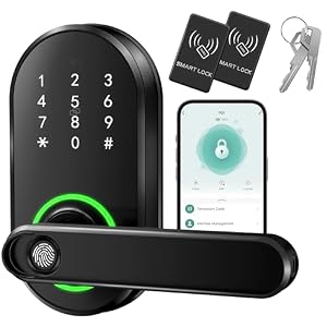 Smart Fingerprint Door Lock with Keypad, Keyless Entry Door Lock, Door Locks for Front Door, Bedroom, Home or Office, Electronic Keypad Deadbolt with Auto Lock, Remote Code Sharing, Easy to Install