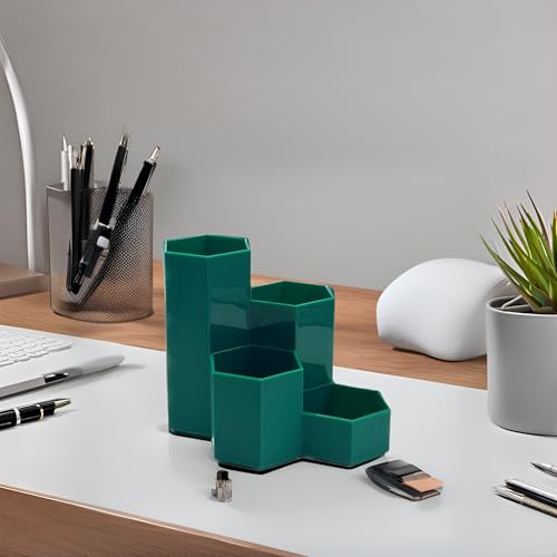 Image of Pencil Organizer Pen Holder for Desk Pens Cup Small Desk Organizer Cute Pen Holder for Office,School and Home (Teal, L-Shape)
