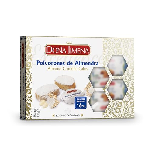 Doña Jimena|POLVORONES DE ALMENDRA Almond Crumble Cakes | Typisch andalusische Süßigkeit höchster Qualität| Packung mit traditionell hergestellten | Mandeln| 250 Gramm