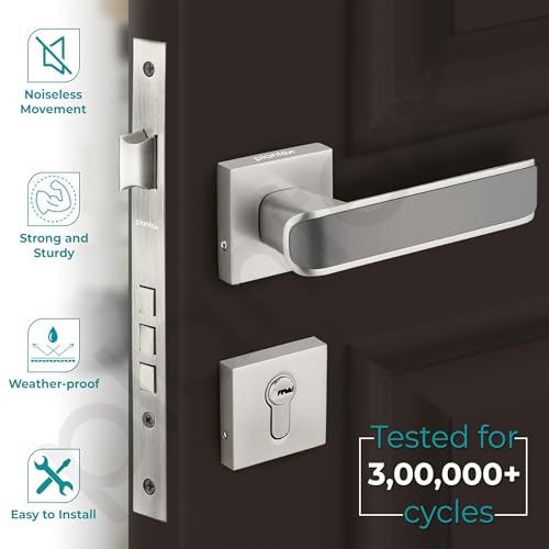 Image of Plantex Main Door Locks for Home /Premium Door Lock with 3 Years of Warranty /Mortise Lock for Door - Main Door Lock Set (7112 - Satin White & Satin Black)