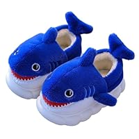 Kids Shark Slippers Boys Girls Winter Plush Warm Soft House Shoes Cute Cartoon Toddler Slippers