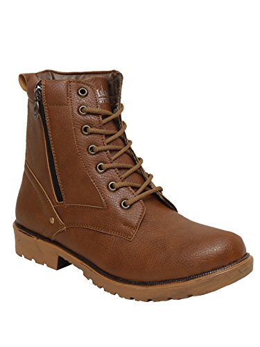 Image of Shoe Island Rider-X Solid Leather Tan Brown Zipper High Ankle Length Bike Riding Long Boots For Men (HB9711), Size 10 UK /India