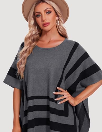 PULI Womens Jacquard Pullover Ponchos Sweater Elegant Shawl Wraps Warm Travel Sweaters for Fall Winter3
