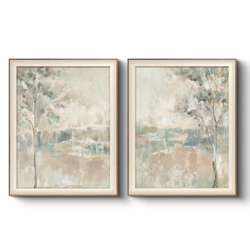 VIYYIEA Framed Abstract Birch Tree Landscape Wall Art Set, 16×20 Inch