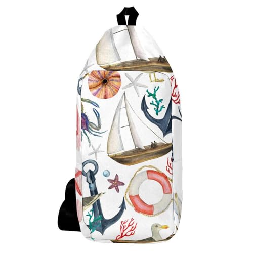 Sac à dos à bandoulière motif bateau imprimé coloré compact