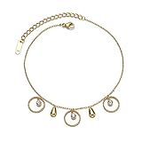 Heart/Four Leaf Clover/Hexagonal Star/Bamboo Joint/Crystal/Water drop Ankle Bracelets for Women,Ster