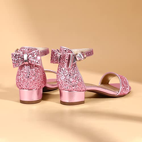 Pandaninjia Ivy Girls Heels Sandals Little Girls Dress Shoes Pink Size 3 Bow Wedding Flower Girl Shoes #TOP2