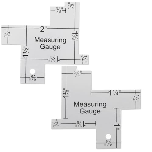 2 Pcs 2 Inch Sewing Gauge Mini Sewing Measuring Gauge Aluminium Quilting Templates Sewings Ruler Seam Guide Ruler Double Sided Different Sizes for DIY Sewings Craft